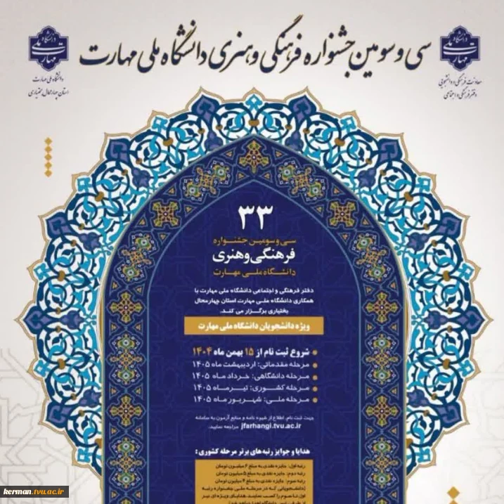 راهیابی چهار دانشجوی دانشکده شهید چمران کرمان به مرحله کشوری سی‌وسومین جشنواره فرهنگی و هنری قرآن و عترت