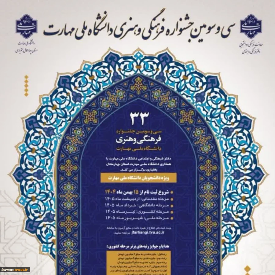 راهیابی چهار دانشجوی دانشکده شهید چمران کرمان به مرحله کشوری سی‌وسومین جشنواره فرهنگی و هنری قرآن و عترت 2
